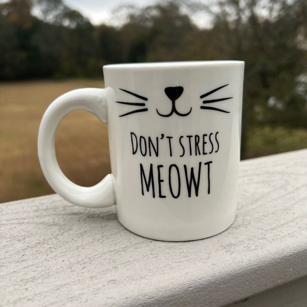 Don't Stress Meowt Me Out Cat Sass & Bell by RJB Stone Ceramic Coffee Mug